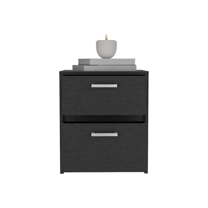 Streamdale Trivor 2 Drawers Nightstand, Metal Handles - Black image number 6
