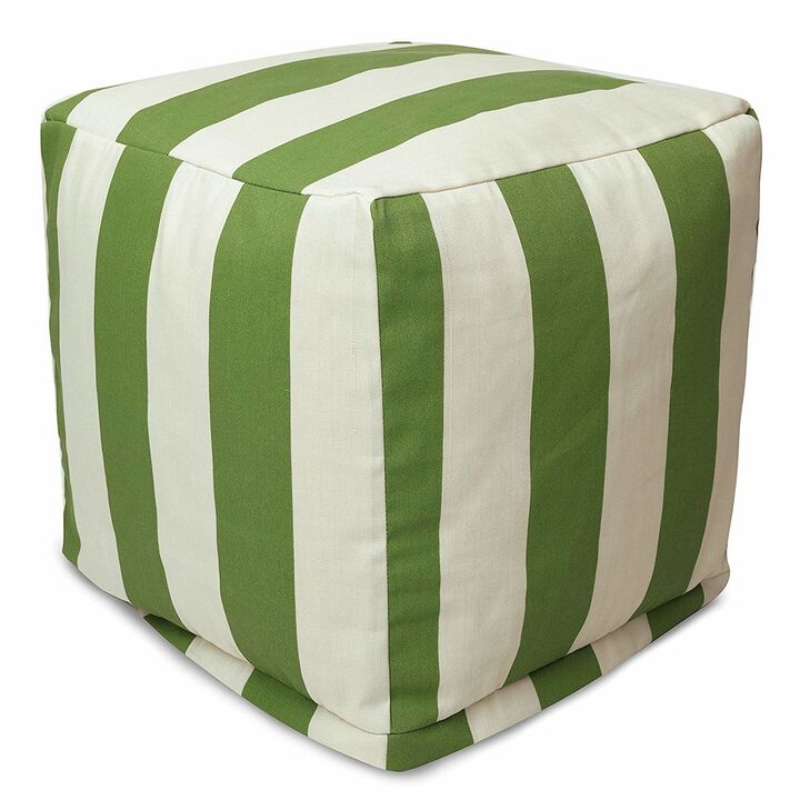 Majestic Home Goods Cube Pouf Vertical Stripe Sage