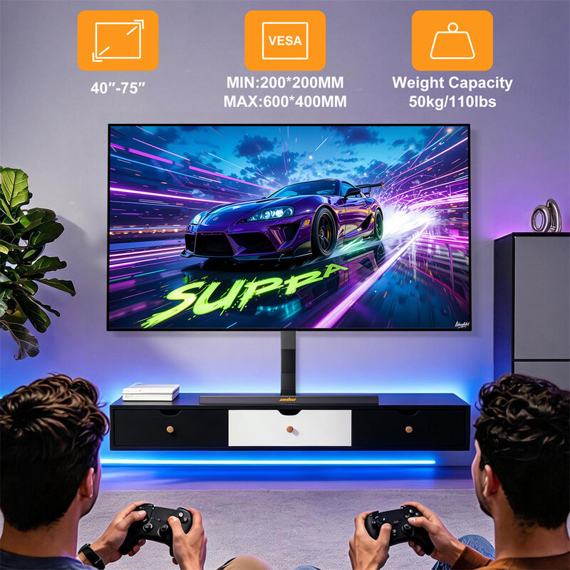Tabletop TV Stand 40-75 Inch Swivel Height Adjustable VESA 600x400 Up To 110 Lbs image number 8