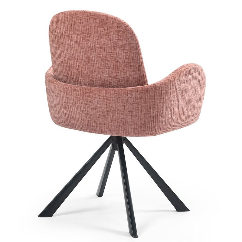 Glamour Home Beacher Pink Linen Fabric Dining Chair with Black Accent Iron Legs