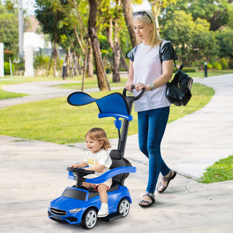 3 in 1 Toddler Ride On Push Car with Canopy Sliding Function and Stroller image number 1