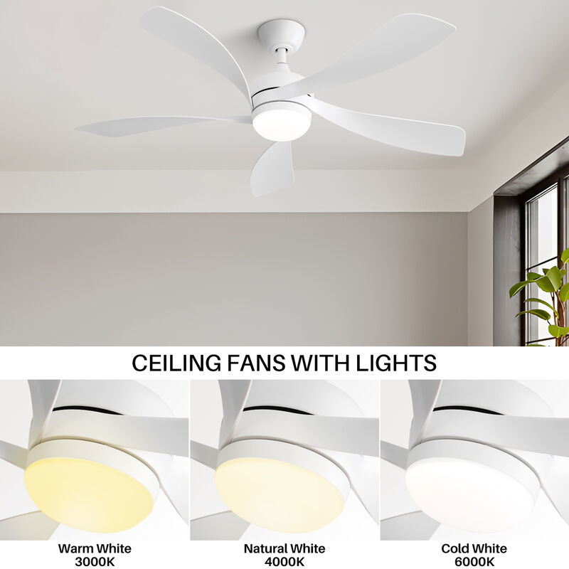 ELEMENT ACE 52 Inch Modern LED Ceiling Fan with Dimmable Lighting and Remote Control for Indoor Climate Comfort image number 7
