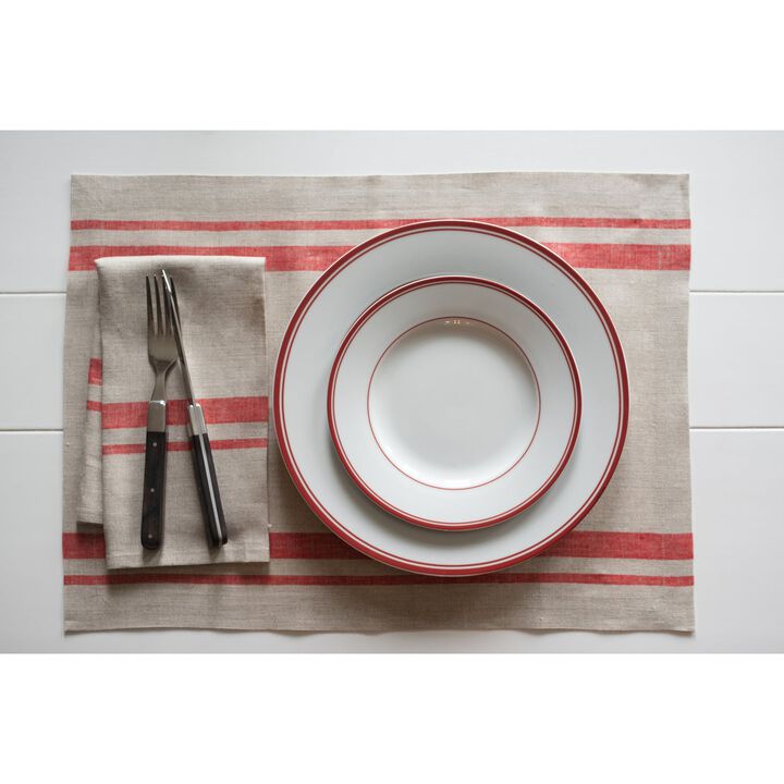Solino Home 100% Pure Linen Placemats 14 x 19 Inch Set of 4 - French Stripe