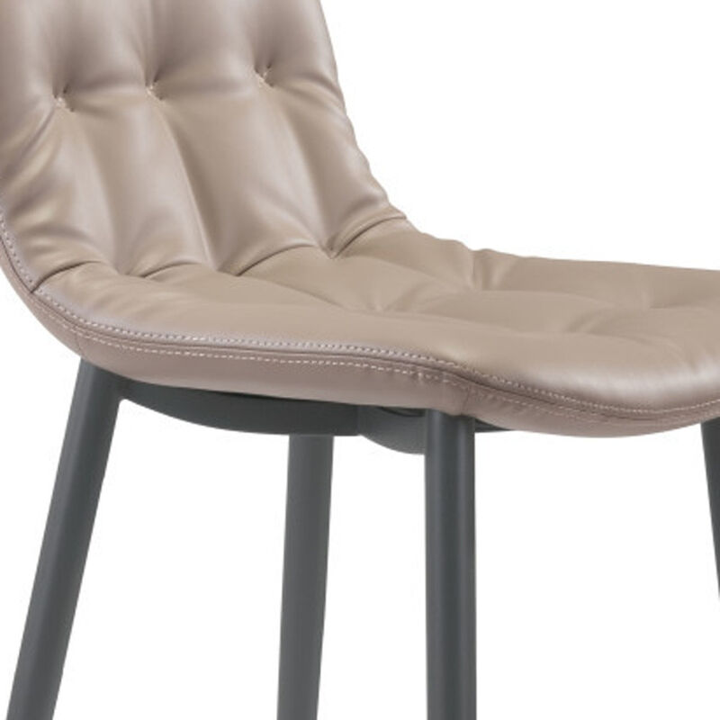 Hivvago Set of Two 30 Inch Taupe And Black Steel Low Back Bar Height Bar Chairs