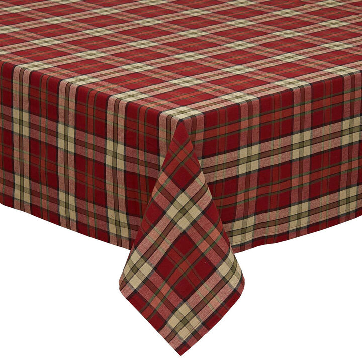 60" x 84" Campfire Red and White Classic Plaid Table Cloth