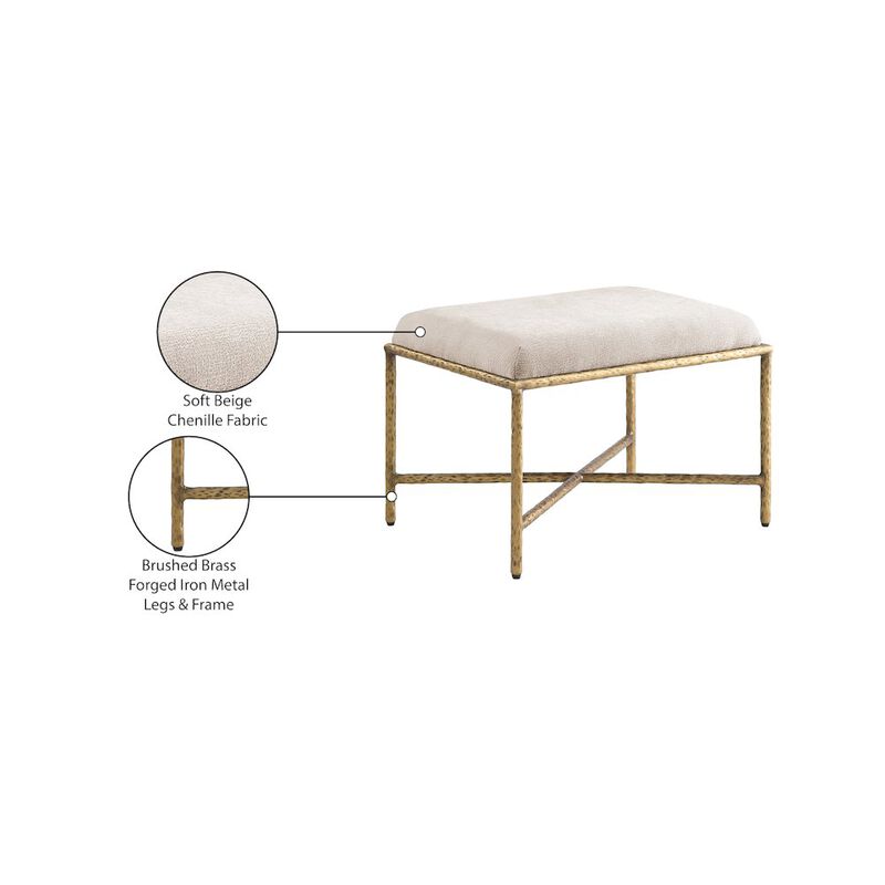 Meridian Furniture Valley Beige Chenille Fabric Bench