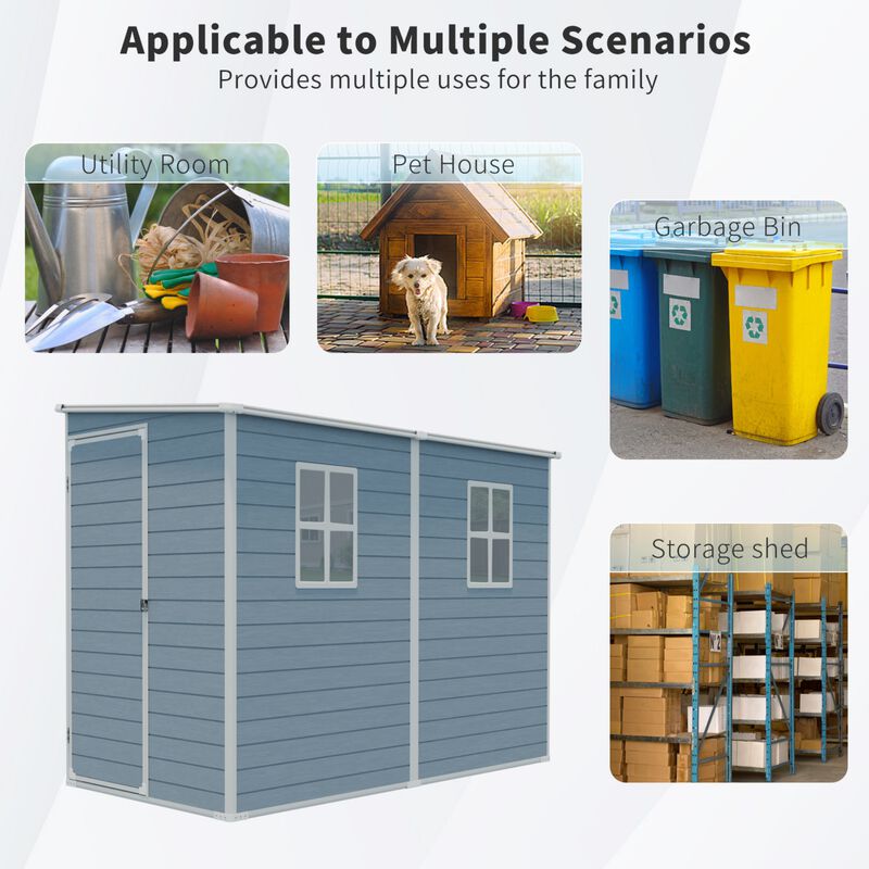 4x8ft Outdoor Storage Shed with Floor Resin shed with Two-Window,Waterproof ,Lockable Doors image number 5