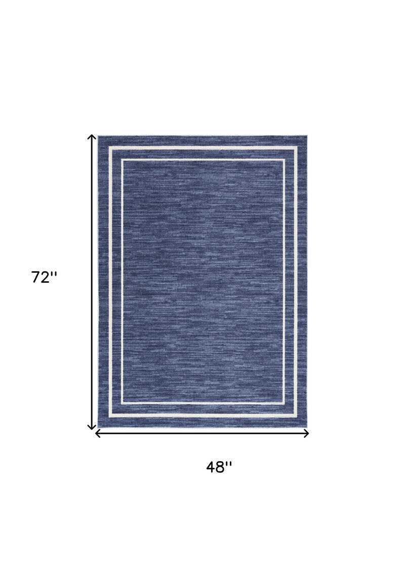 HomeRoots 4' X 6' Navy Blue And Ivory Indoor Outdoor Area Rug image number 5