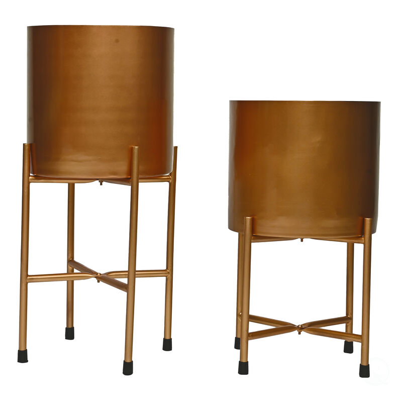 Contemporary Black Metal 9 Inches Tall Table Flower Planter Pot with Stand, Perfect for Adding a Touch of Elegance and Style to your Entryway, Living Room, Kitchen, or Dining Room