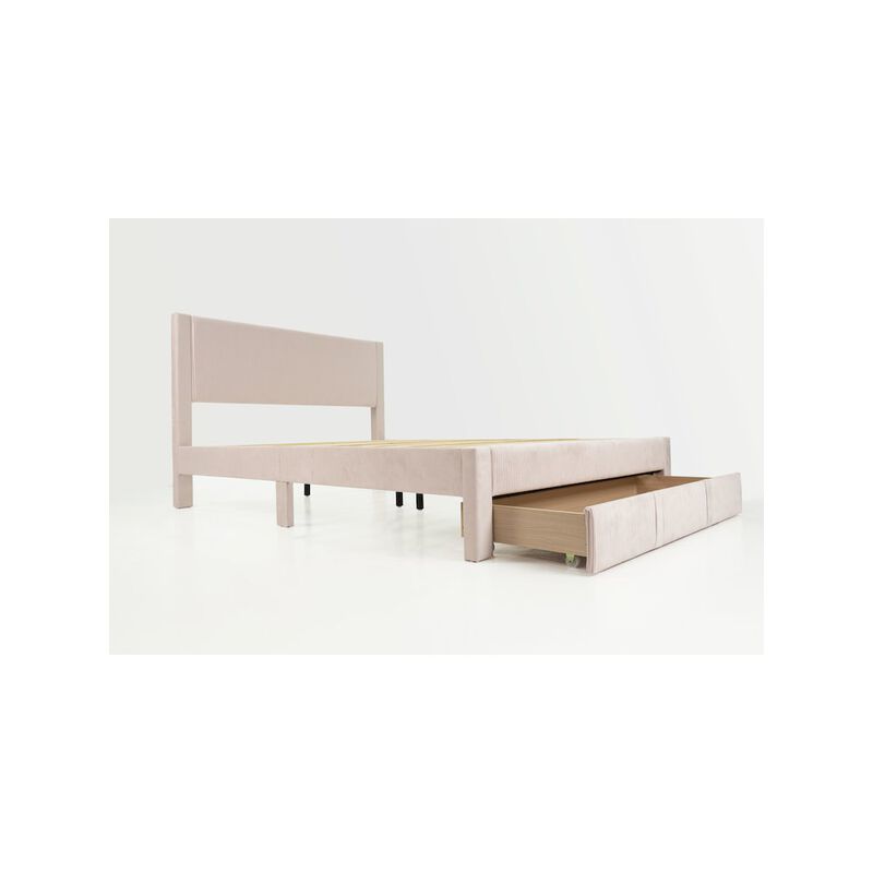 Poundex Queen Platform Bed with Underbed Storage in Light Pink