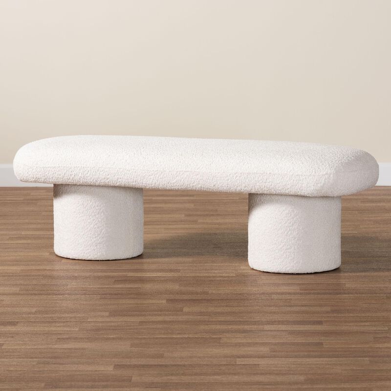 Baxton Studio Laria Modern White Teddy Bear Fabric Accent Bench