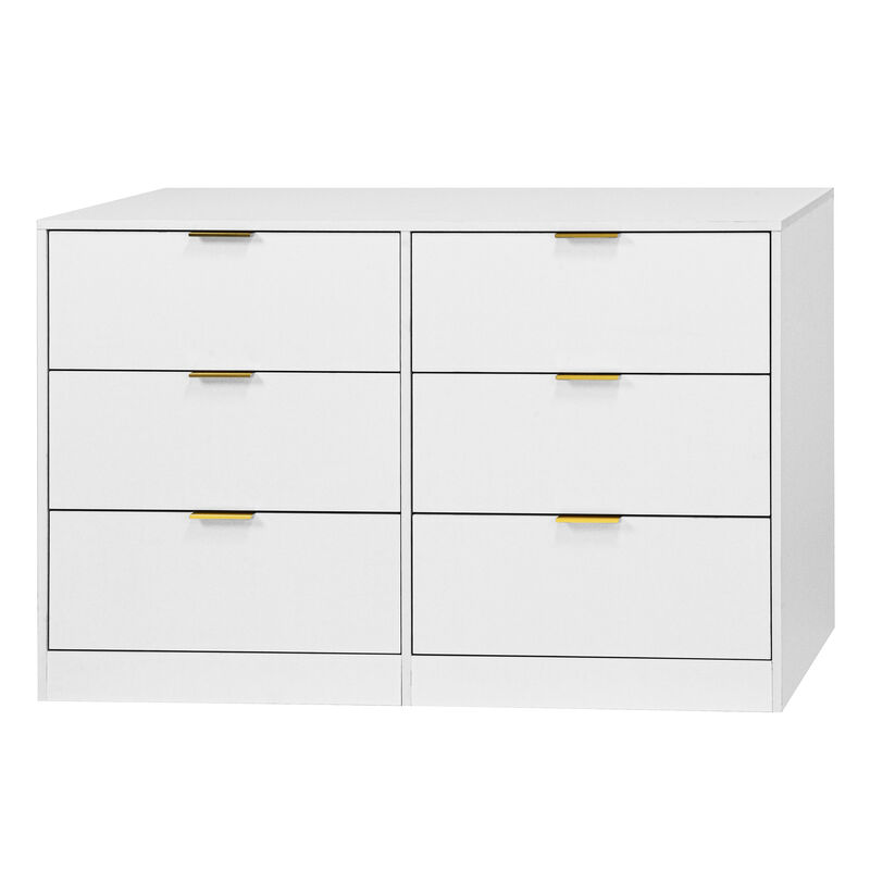 6-Drawer Storage Dresser Modern, Large Chest Cabinet Bedroom Living Room Hallway Entryway