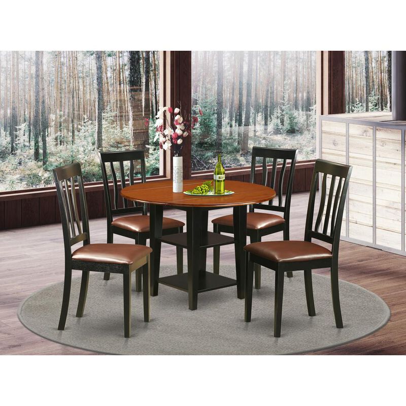 East West Furniture Dining Room Set Black & Cherry