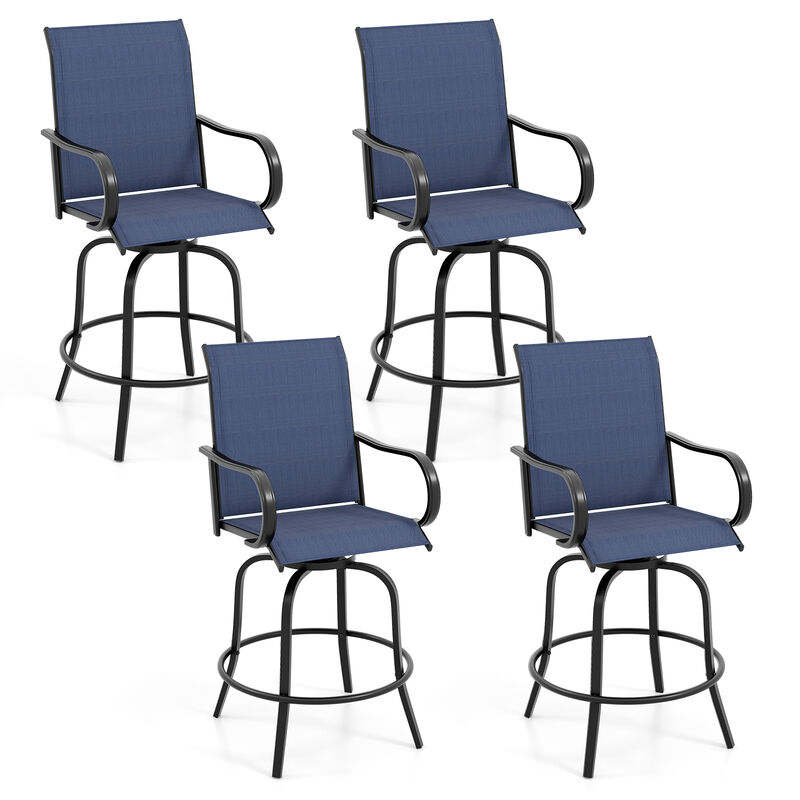 2 Pieces Patio 360 Rotation Swivel Bar Stool Set