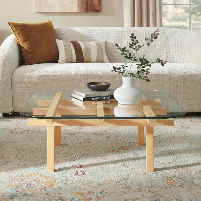 Isby 35 Inch Tempered Glass Coffee Table image number 6