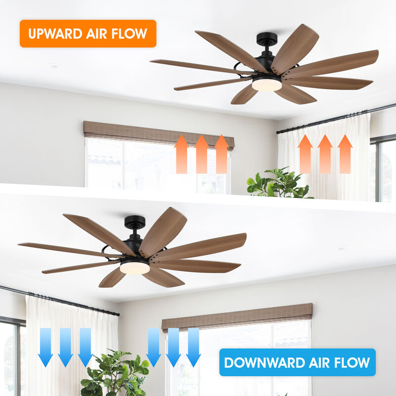 60 in. Black Integrated LED DC Motor Ceiling Fan Light and Remote