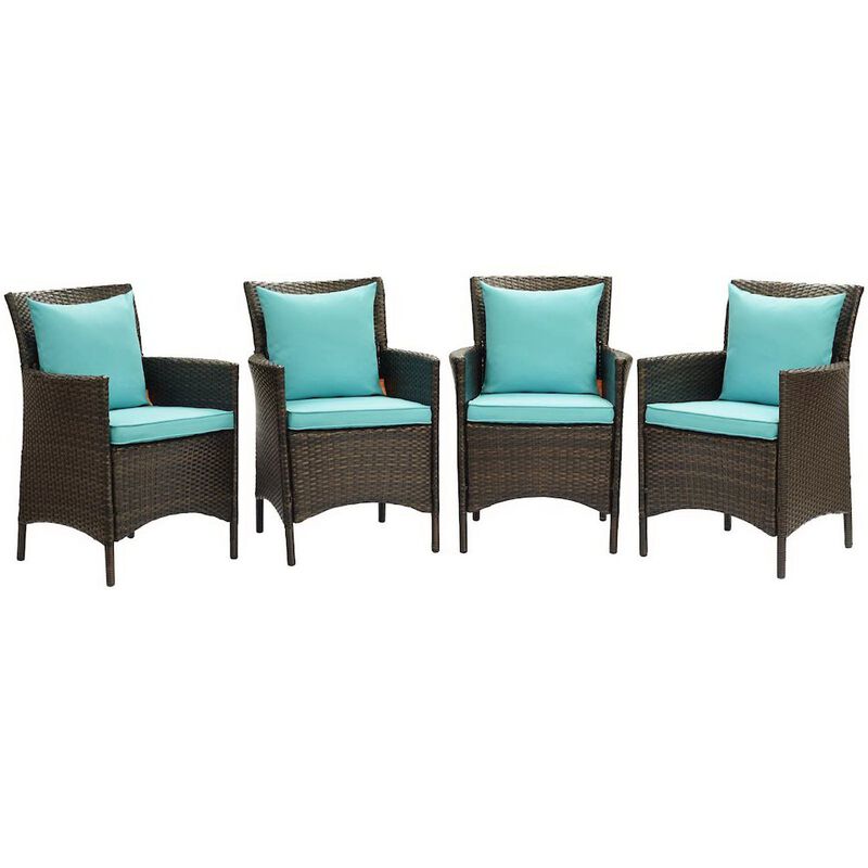 Conduit Outdoor Patio Wicker Rattan Dining Armchair Set of 4 image number 1