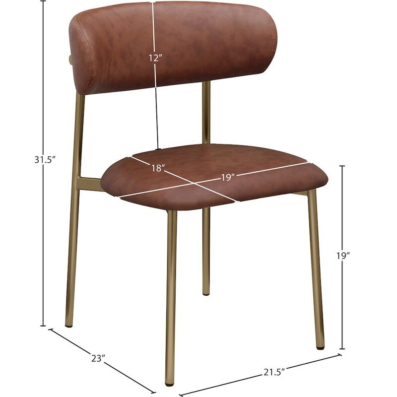 Meridian Furniture Lupita Brown Vegan Leather Dining Chair, Set of 2