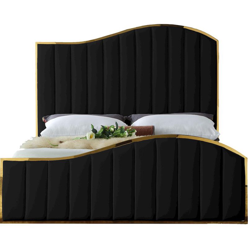 Meridian Furniture Jolie Black Velvet Queen Bed