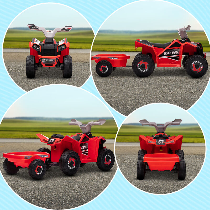 BreeBe 6V Electric Toy Car with Back Trailer, Forward Backward, Wear-Resistant Wheels image number 7
