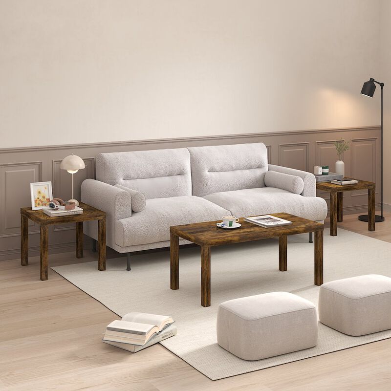 Classic Homey Square Side Table, Set of 2, Amber Pine