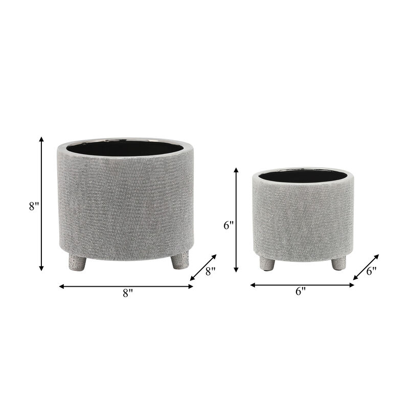 Footed Scratched Planters (Set of 2)