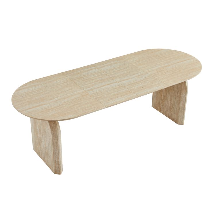 Modern Oval Wood Extendable Dining Table Kitchen Table