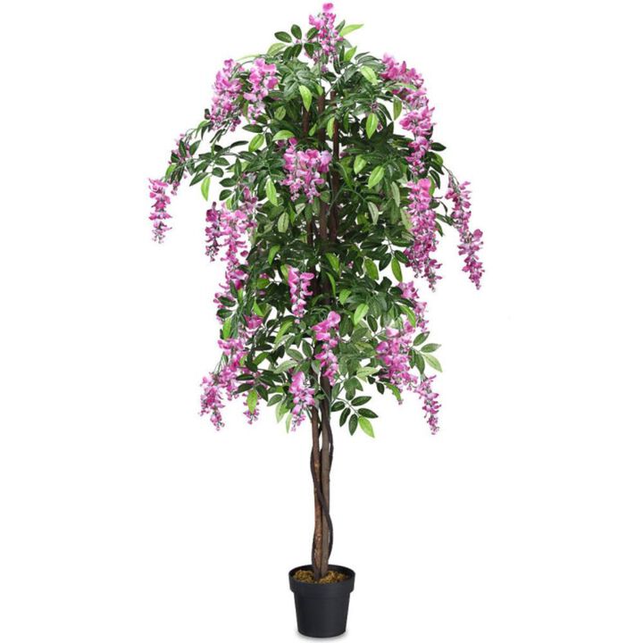Hivvago 6-Feet Artificial Wisteria Silk Indoor-Outdoor Tree with Adjustable Tree Branche