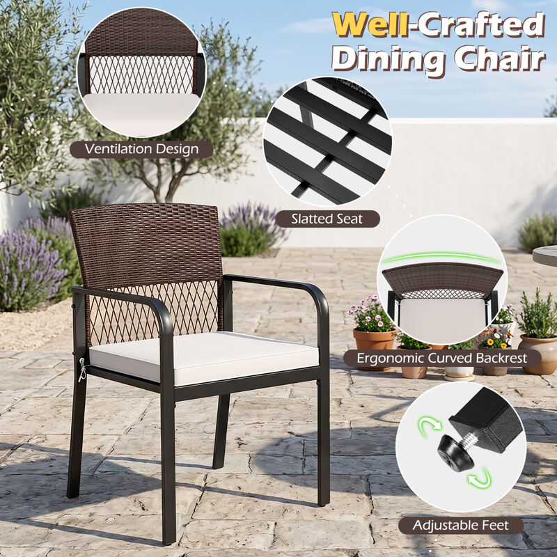 Set of 4 Outdoor Patio Dining Chairs with Cushions and Leveling Feet image number 4