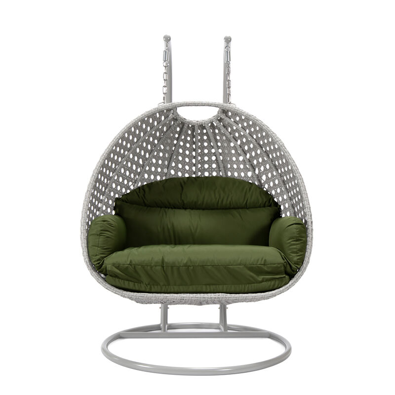 LeisureMod Mendoza Moder Wicker Hanging 2 person Egg Swing Chair Removable Cushion