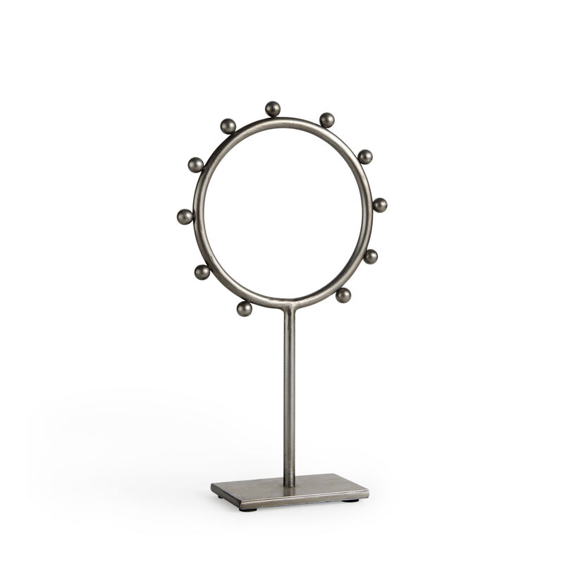 HomeRoots 13" Gray Metal Circle Tabletop Sculpture image number 2