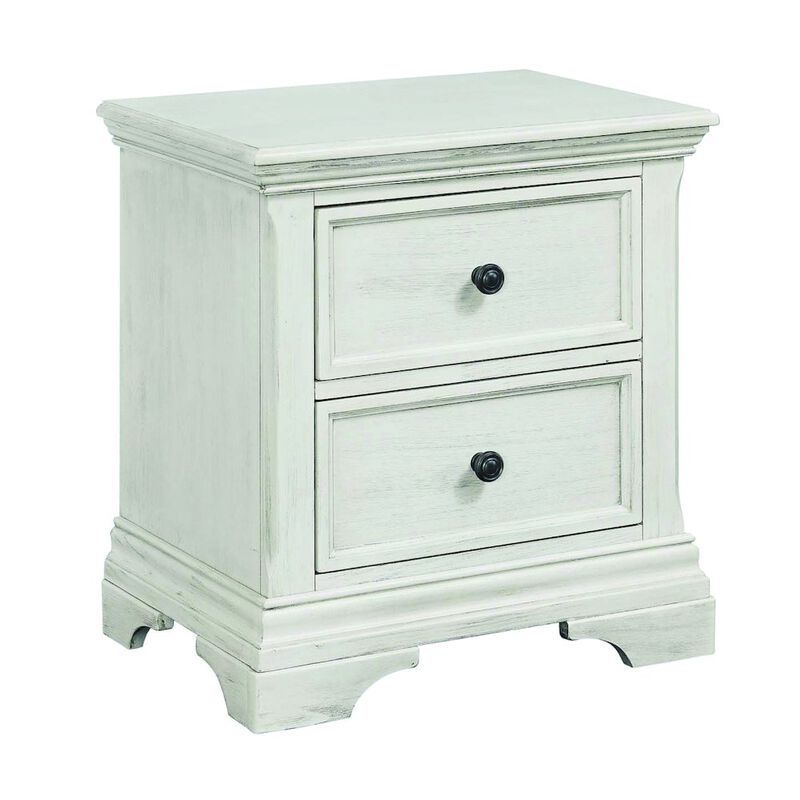 Westwood Design Olivia 2-Drawer Traditional Wood Nightstand In Brushed White