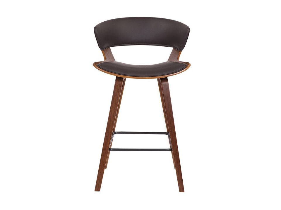 27 Inches Saddle Seat Leatherette Counter Stool, Brown - Benzara