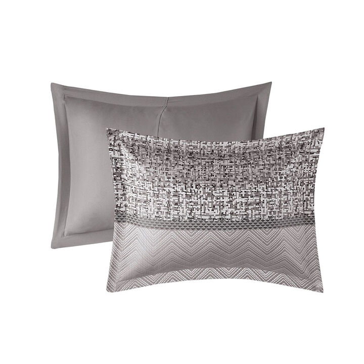 Gracie Mills Hickman 7-Piece Transitional Striped Jacquard Comforter Set