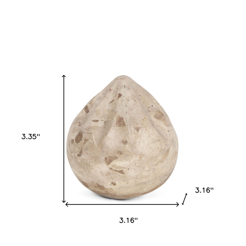HomeRoots 3" Beige Marble Modern Abstract Tabletop Sculpture image number 3