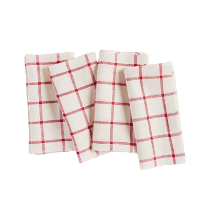 Linen Dinner Napkins - Windowpane