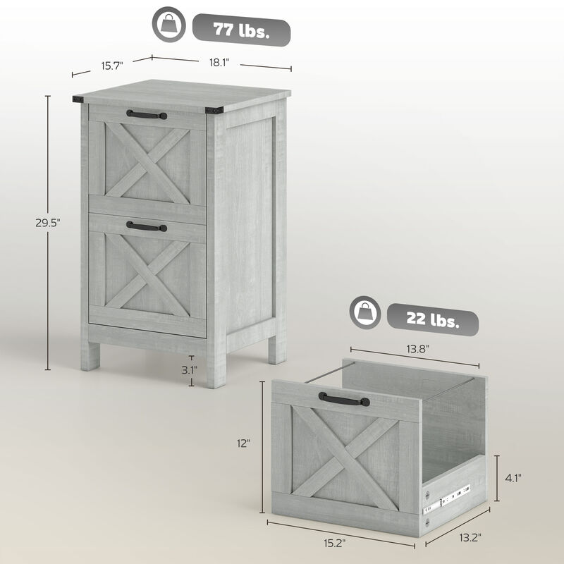 Hivvago Rustic 2-Drawer Vertical Filing Cabinet for Home or Office image number 2