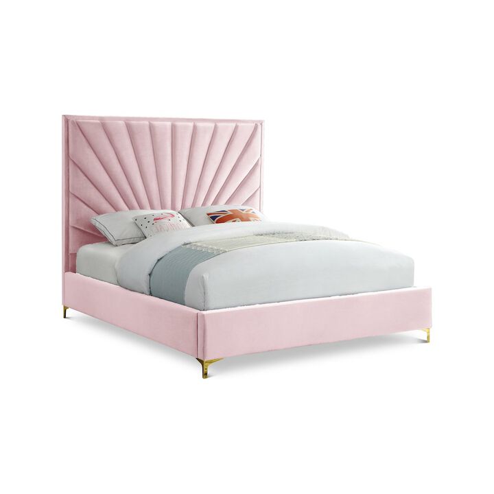 Meridian Furniture Eclipse Pink Velvet Full Bed