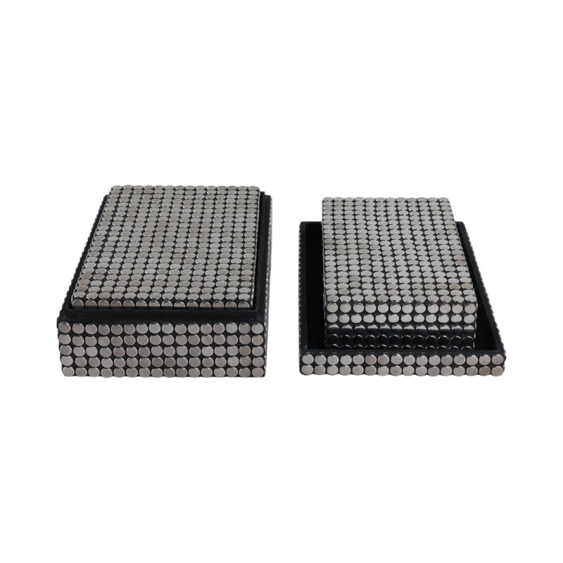 S/3 10/11/12" Studded Boxes, Black image number 1