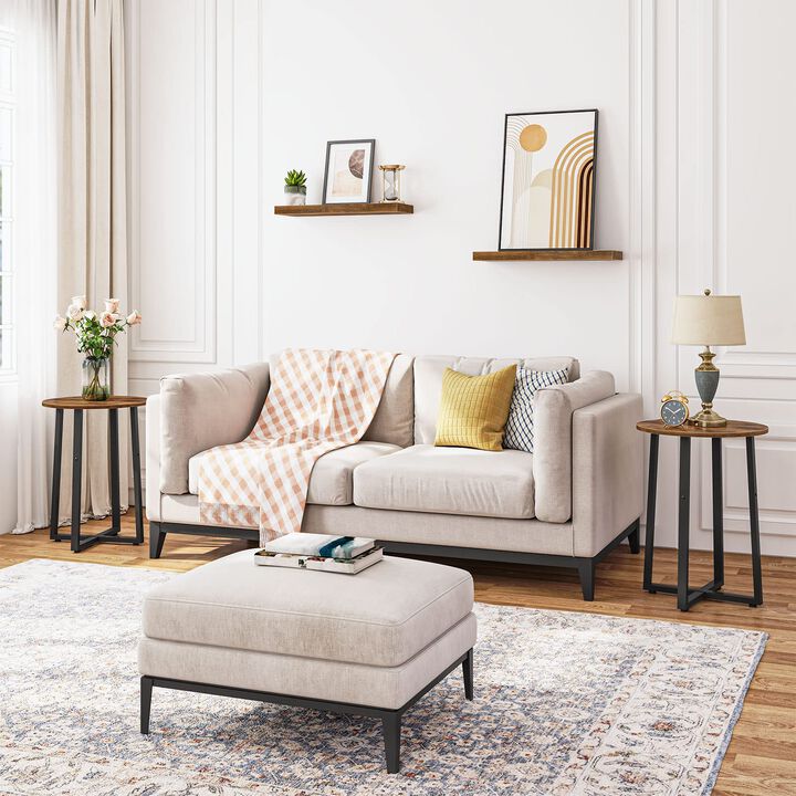 HOOBRO Round Side Tables Set of 2, Round End Accent Tables with Sturdy X-Shaped Metal Frame, 15.7"" Round Nightstands, for Livin