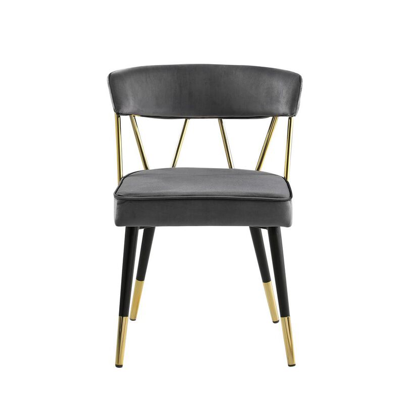 Aireys Gray Velvet Armless Chair with Gold Accents (Set of 2)