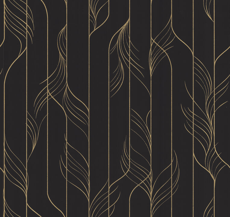 Elemental Thread Black & Gold Wallpaper