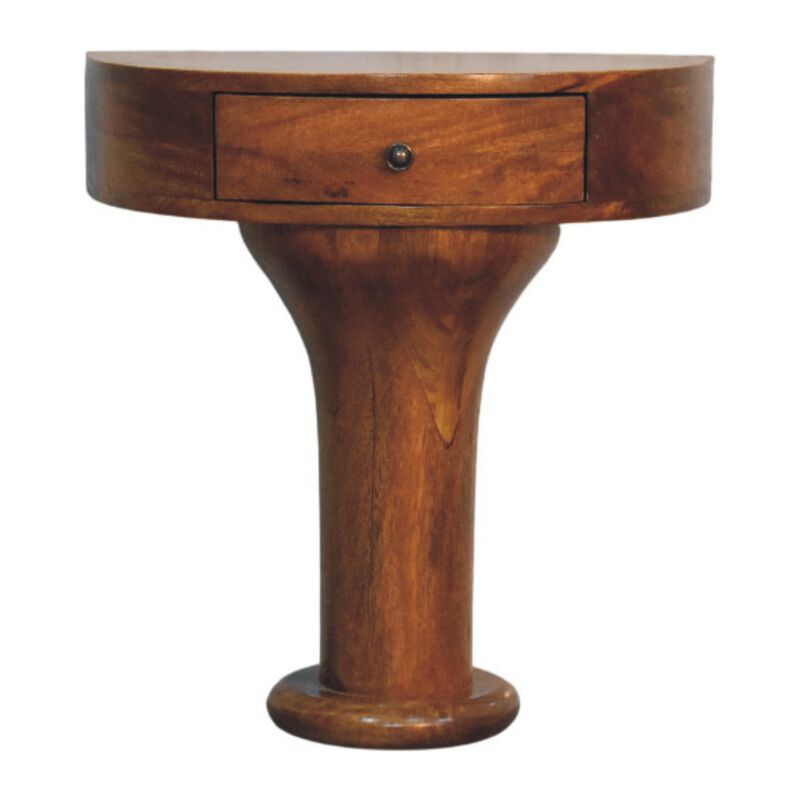 Artisan Furniture Solid Wood Pedestal Curved Bedside , Brown image number 0