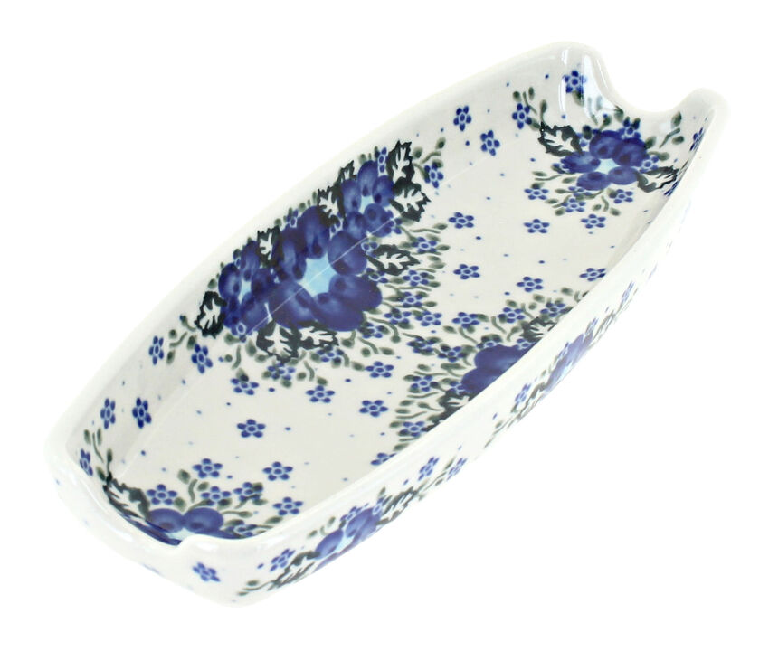 Blue Rose Polish Pottery Corn on the Cob Dish