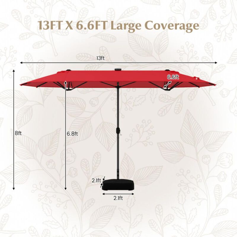 Hivvago Double-sided Patio Umbrella with Solar Lights for Garden Pool Backyard