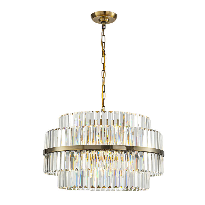 6-Light 26" Modern Antique Brass Round Tiered Crystal Chandelier image number 0