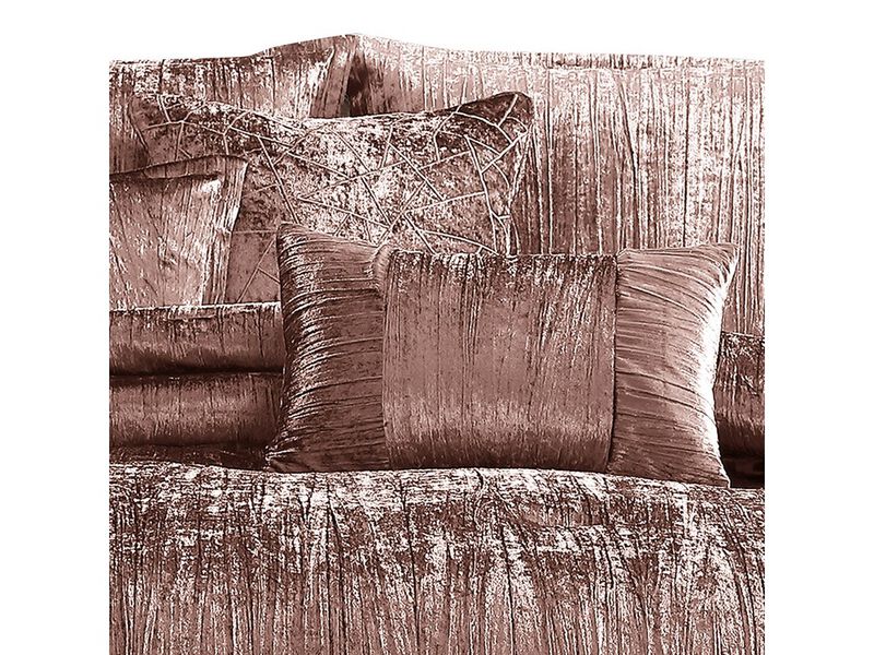 7 Piece King Comforter Set with Shimmering Appeal, Pink - Benzara image number 4