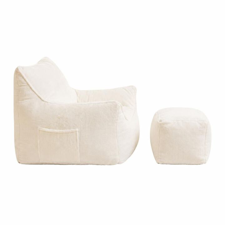 GOODSILO Soft Tufted Foam Filled Faux Fur Bean Bag Chair Comfy Lazy Sofa for Living Room Bedroom Ideal for Relaxing and Lounging