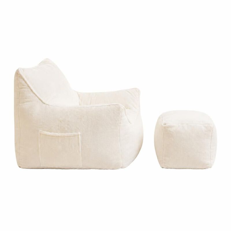 GOODSILO Soft Tufted Foam Filled Faux Fur Bean Bag Chair Comfy Lazy Sofa for Living Room Bedroom Ideal for Relaxing and Lounging image number 0