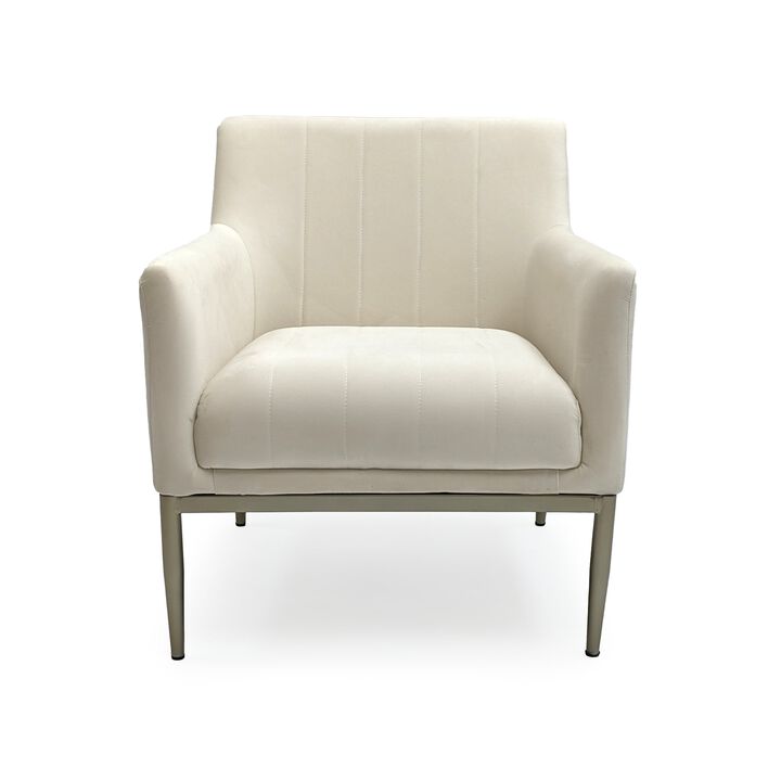 White Velvet Arm Chair